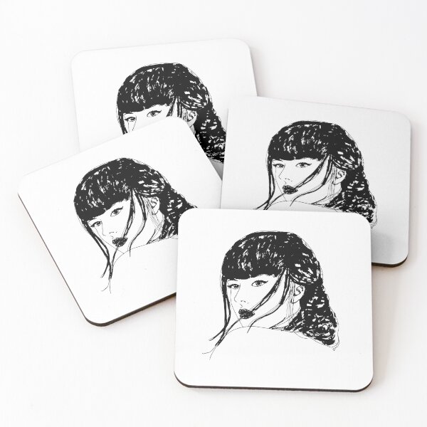 Item preview, portrait of a woman in black and white made with black felt pen and Indian ink designed and sold by keera66.