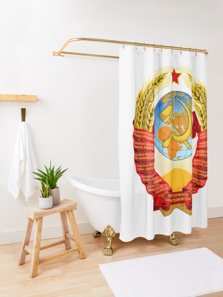 Alternate view of History of the Soviet Union (1927–1953) State Emblem of the Soviet Union Shower Curtain