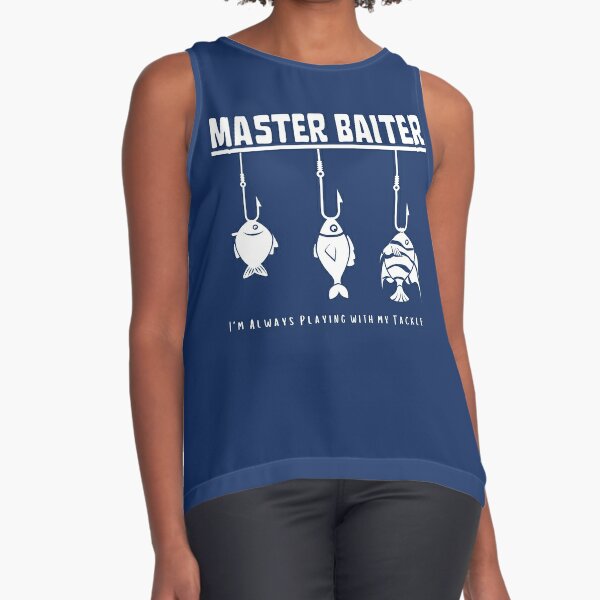  Funny Fishing Master Baiter Joke Tank Top Sleeveless Tee Men  Navy : Clothing, Shoes & Jewelry