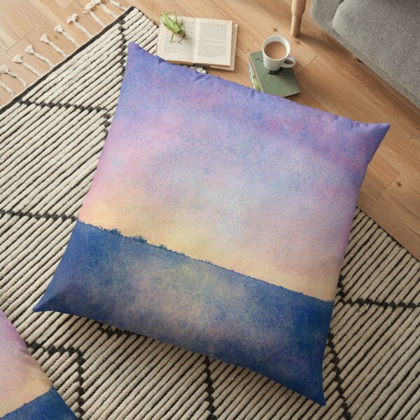 Grungy Sunset Abstract Watercolour Painting Floor Pillow