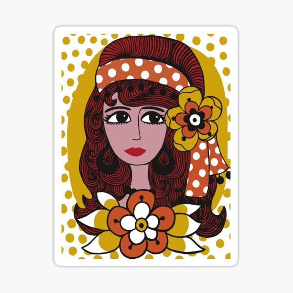 Red Hair Gipsy Woman Sticker By Mamaseventies Redbubble