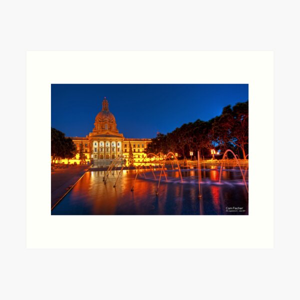 Item preview, Colorful Water - AB Legislature at night designed and sold by camfischer.