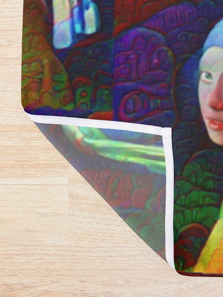 Alternate view of DeepDreamed "Girl with a Pearl Earring" Shower Curtain