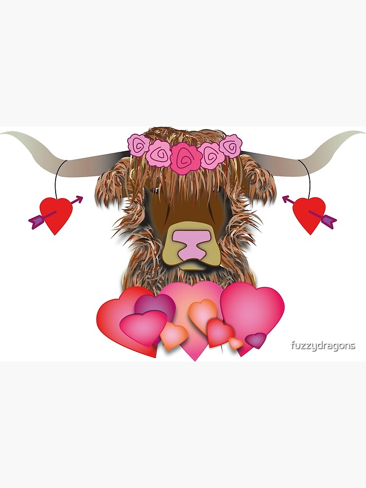 "Happy Valentines Day Cow" Poster for Sale by fuzzydragons | Redbubble