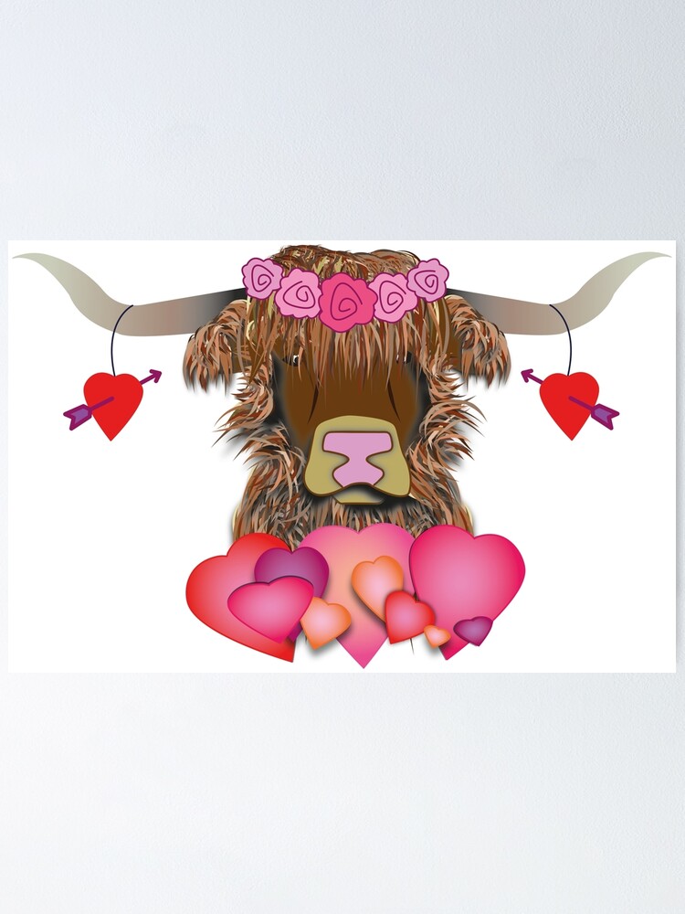 Highland Cow Valentine Tumbler. Happy Valentines Day Tumbler