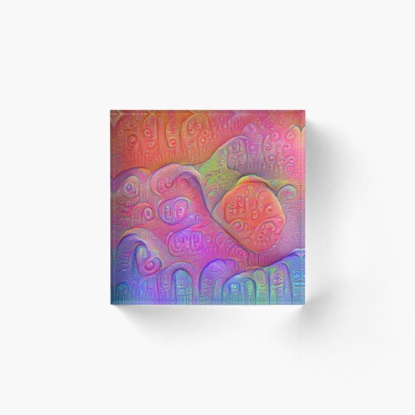 DeepDream Tomato Steelblue Acrylic Block