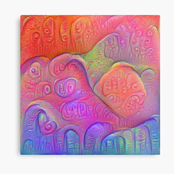 DeepDream Tomato Steelblue Metal Print