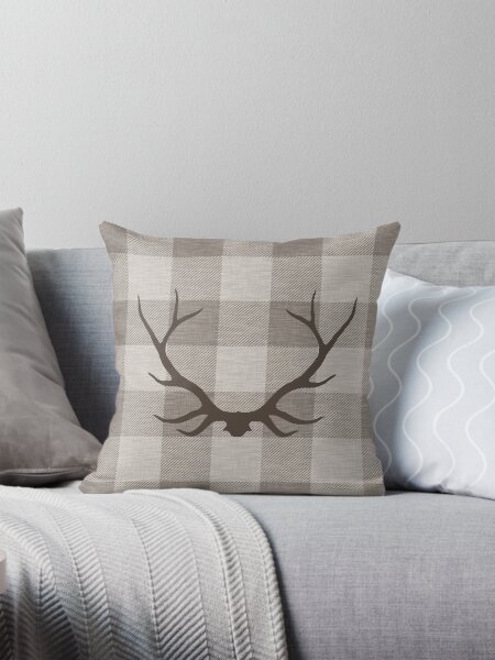 Item preview, Plaid Antlers - taupe designed and sold by SugarPineDesign.
