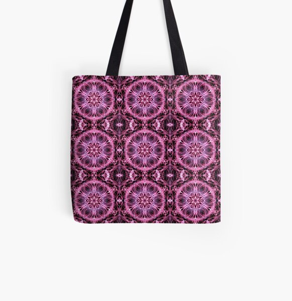 Alternative Abstract Pink and Black Pattern All Over Print Tote Bag