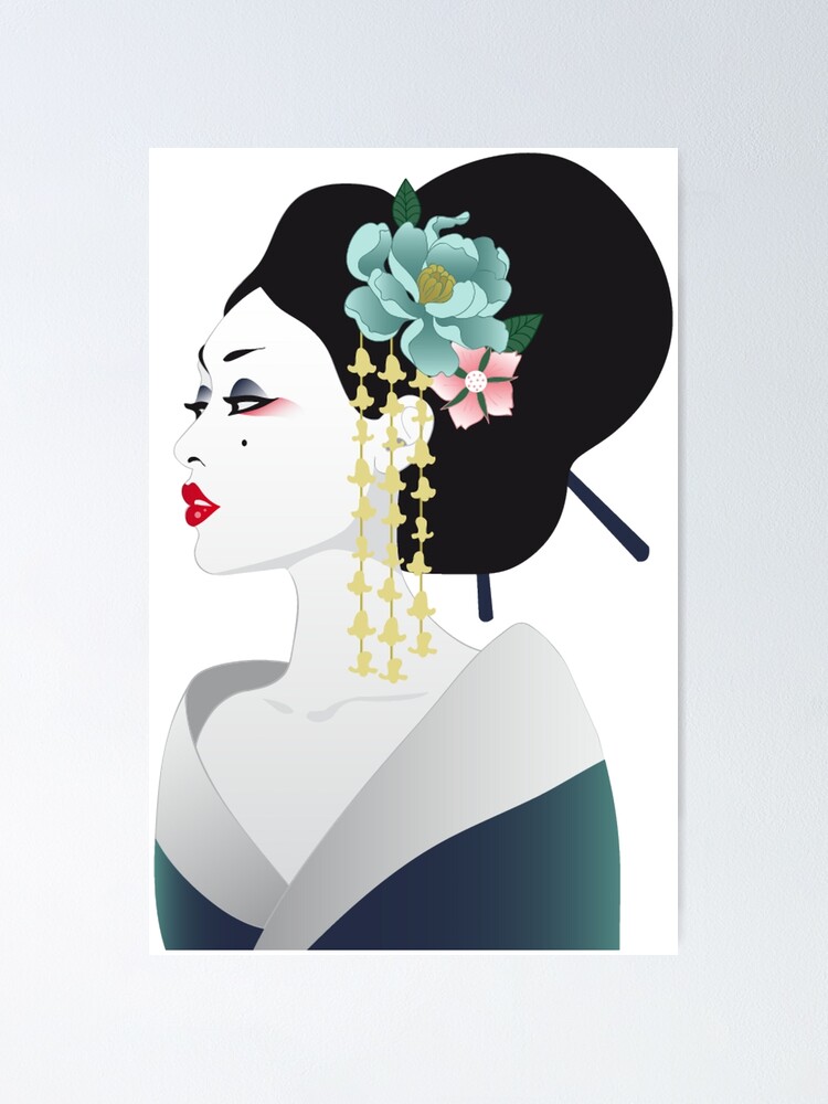 Japanese Geisha Art Poster By Gabriellechanel Redbubble