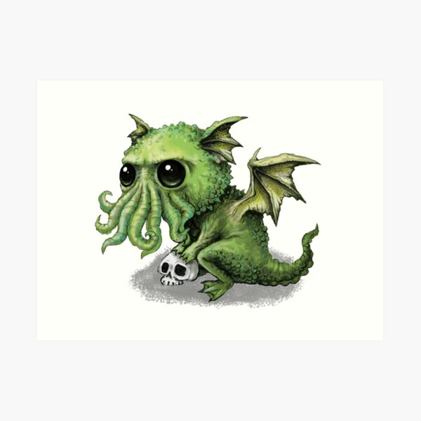 Cute Cthulhu Dragon Art Print