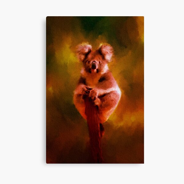 Koala in the Burning Australian Bush Canvas Print