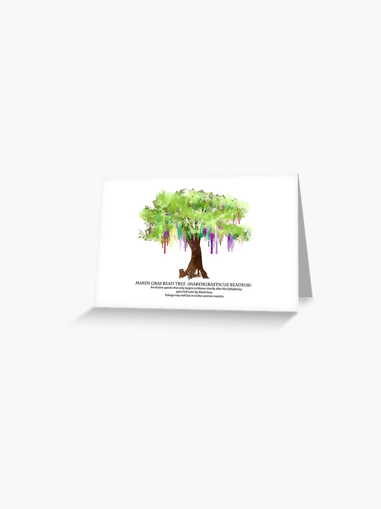 Mardi Gras Tree - Bead Tree in Color | Greeting Card