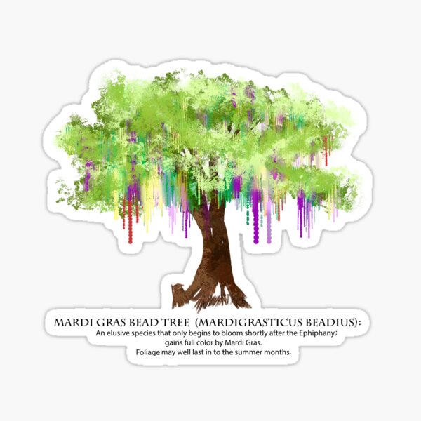 Mardi Gras Tree and Ladder Chairs Watercolor Printable PNG