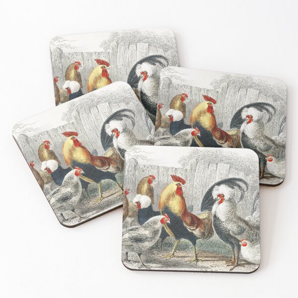Item preview, Game Cock, Silver Spangled, White Feathered Bantam Hen, Dorking Hen, Black Polish Hen, Malay Cock, and Hen designed and sold by digitalvintage.