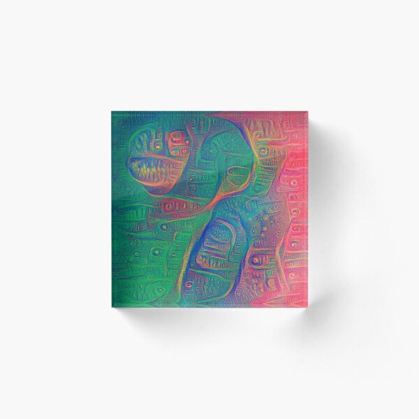 DeepDream Tomato Steelblue Acrylic Block