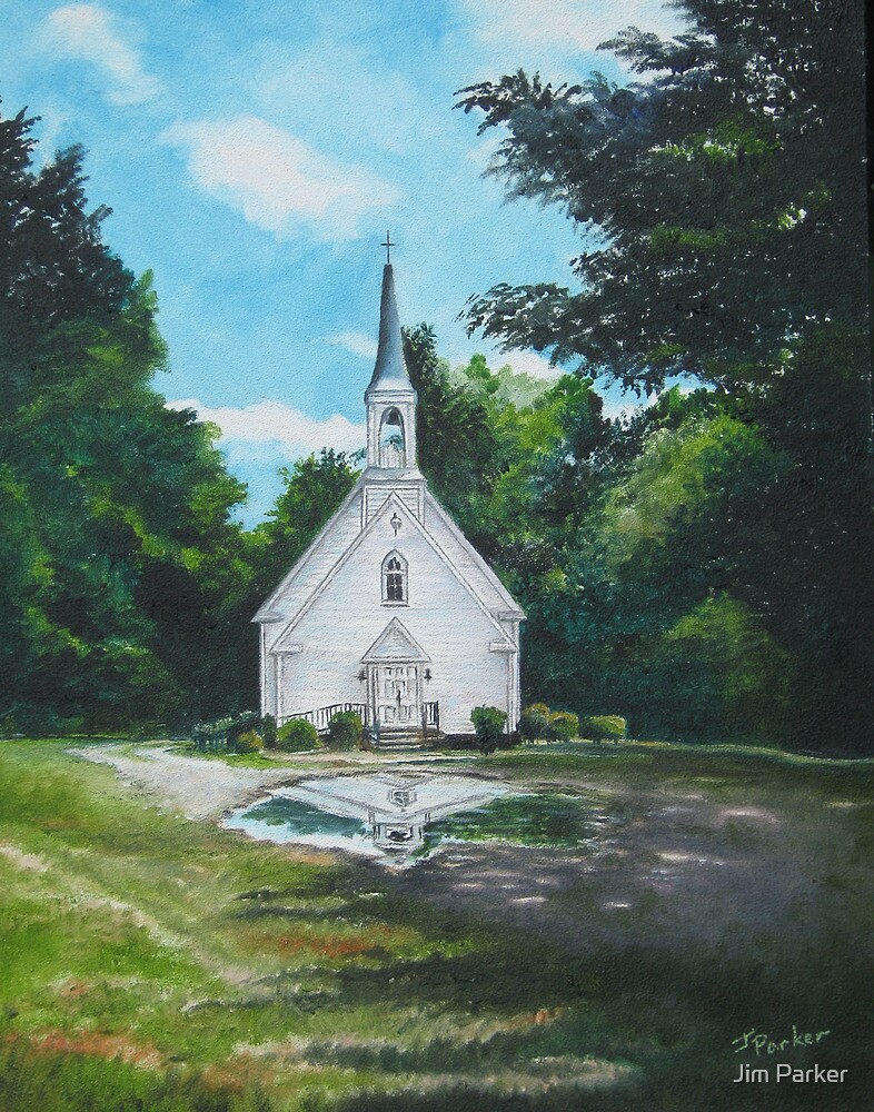 "That Old White Country Church" by Jim Parker Redbubble