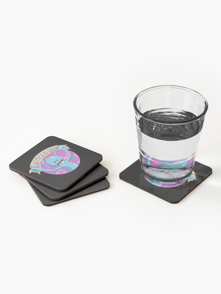 Alternate view of Existence is Pain mr meeseeks Coasters (Set of 4)