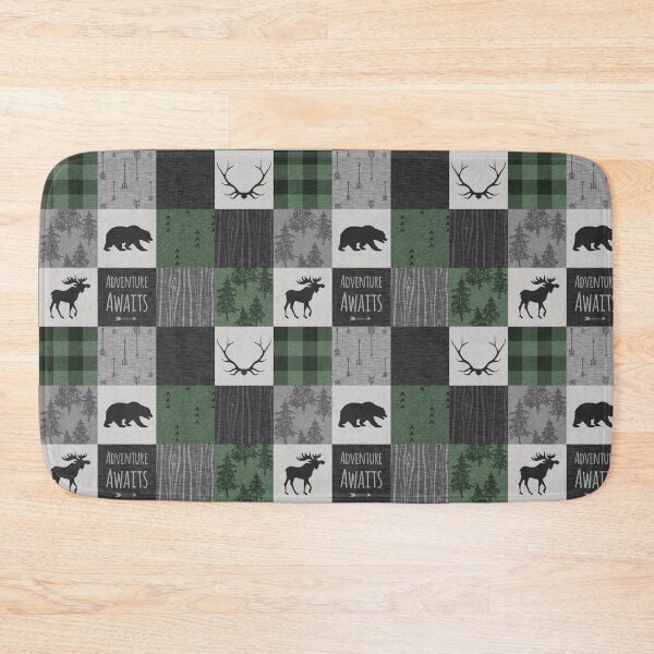 Item preview, Northwoods Adventure Patchwork - grey and green designed and sold by SugarPineDesign.