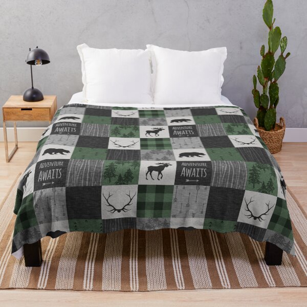 Item preview, Patchwork Northwoods Adventure - gris y verde designed and sold by SugarPineDesign.