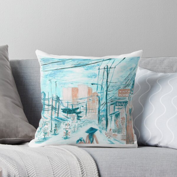 Item preview, Illustration of a street in Vietnam, in Saigon done in acrylic designed and sold by keera66.