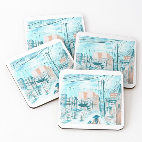 Item preview, Illustration of a street in Vietnam, in Saigon done in acrylic designed and sold by keera66.