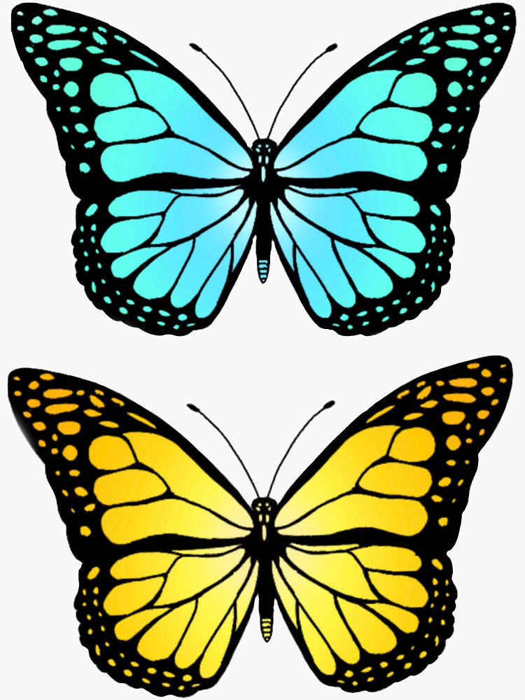 Blue and yellow butterfly - Butterflies - Sticker