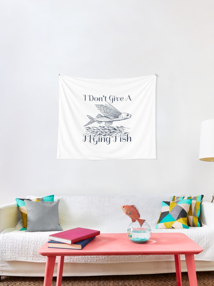 Funny Sarcastic Fishing Puns Meme I Don T Give A Flying Fish Meme Tapestry By Samchez Redbubble - badge giver for bread fish roblox fish meme on meme