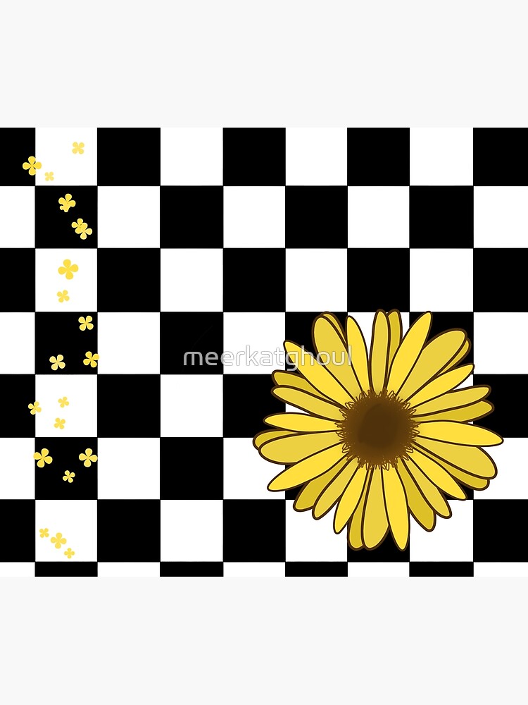 checkered with sunflowers