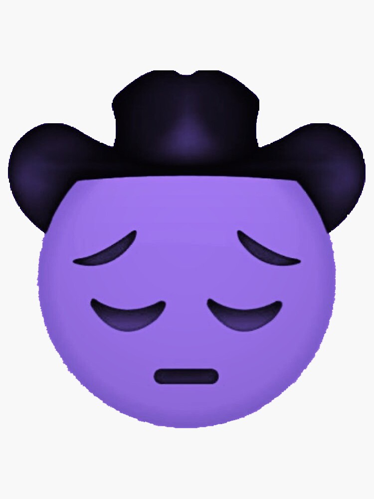 kombination godtgørelse Dekoration sad purple cowboy emoji" Sticker for Sale by Kat-leen | Redbubble