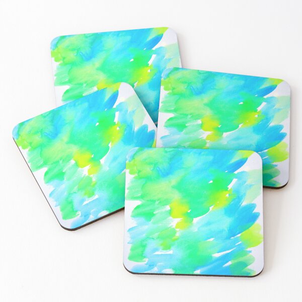 Item preview, watercolour blobs in green blue and yellow designed and sold by cathyartist.