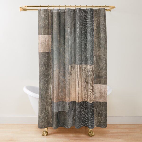 White Daisy & Ladybug Shower Curtain Sets Rustic Wood Board For Bathroom Decor 