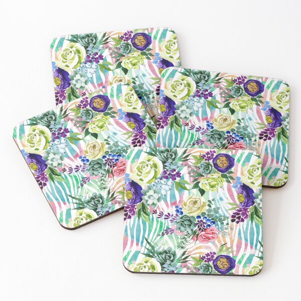 Item preview, Rainbow Striped Floral & Succulent designed and sold by Color Me F*@k!ng Happy.