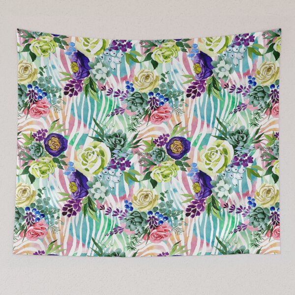 Item preview, Rainbow Striped Floral & Succulent designed and sold by Color Me F*@k!ng Happy.