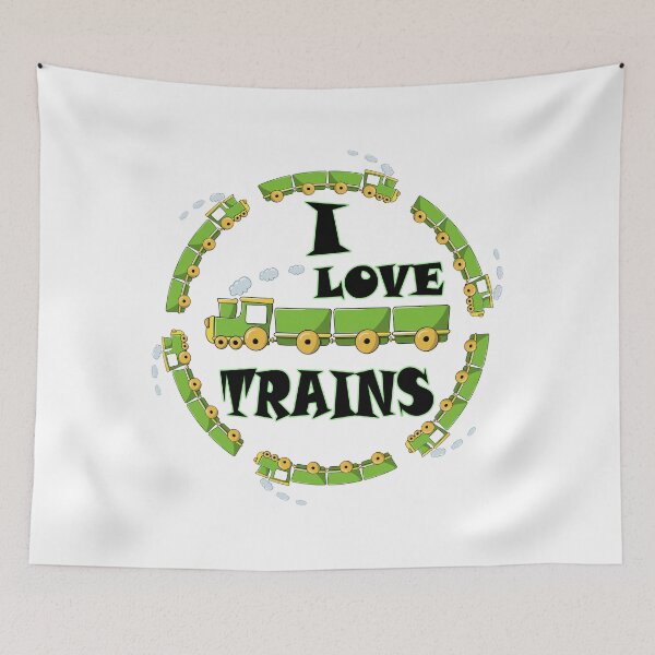 Item preview, I LOVE TRAINS ( GREEN ) designed and sold by DewDropDesigns.