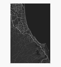 Gold Coast-Tweed Head, Australia Map. (White on black) Photographic Print
