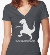 T-Rex I Am Unstoppable Women's Fitted V-Neck T-Shirt
