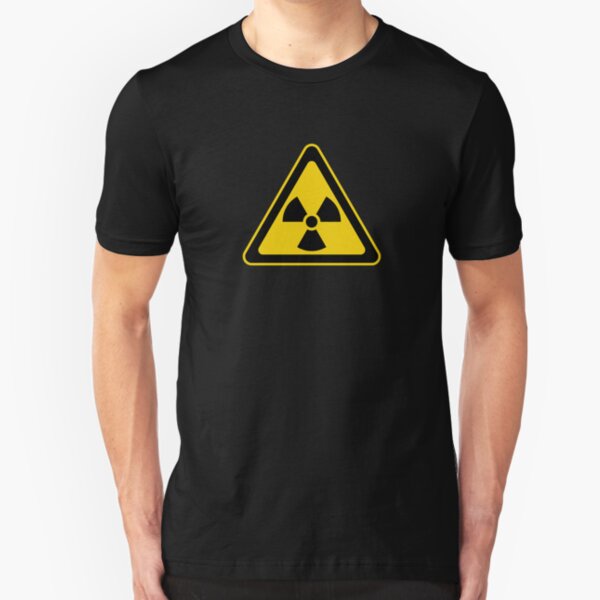 Radioactive Symbol Warning Sign - Radioactivity - Radiation - Yellow & Black - Triangular Slim Fit T-Shirt