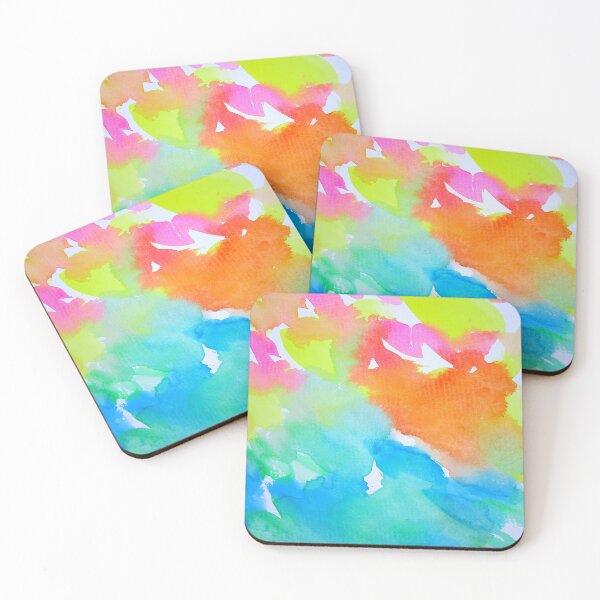Item preview, watercolour blobs with rainbow colours designed and sold by cathyartist.