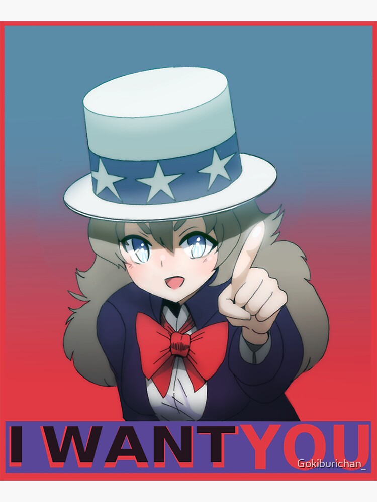 "I WANT YOU Uncle Sam Anime Girl" Sticker by 3rr0r404 | Redbubble