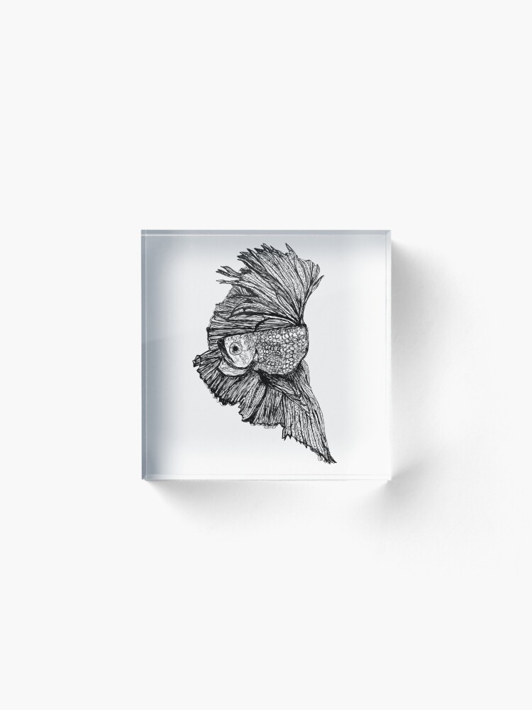 Alternate view of Gloria the Fighting Fish Acrylic Block