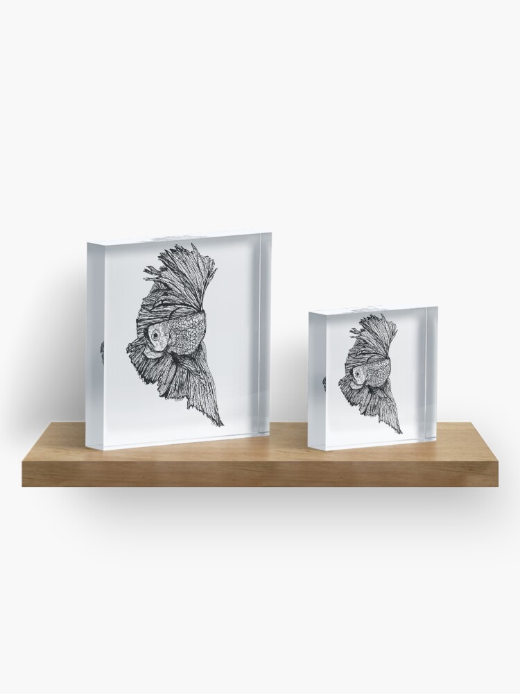 Alternate view of Gloria the Fighting Fish Acrylic Block