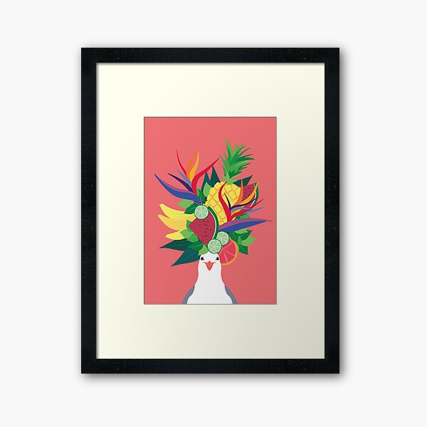 Seagull Fruit Hat Framed Art Print