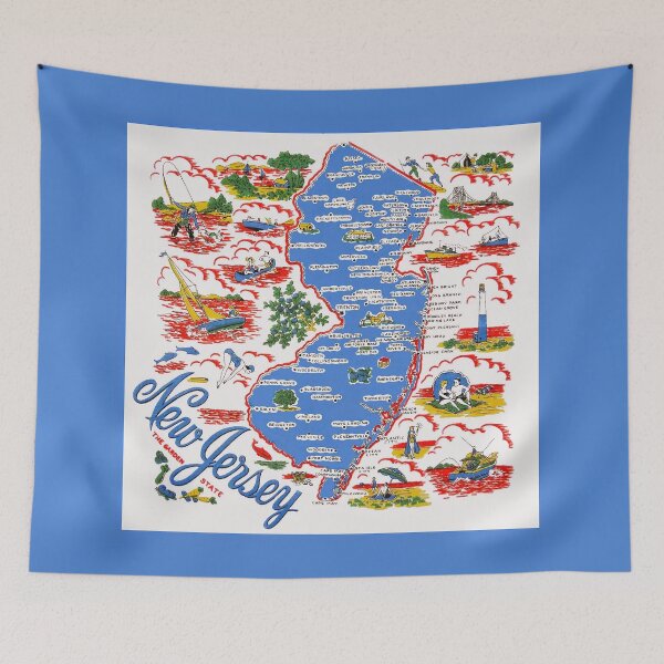 Item preview, Vintage New Jersey Map designed and sold by fearcity.