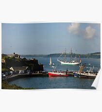 Tall Ship Gloria passes Duncannon Fort, Waterford Harbour, Ireland Poster