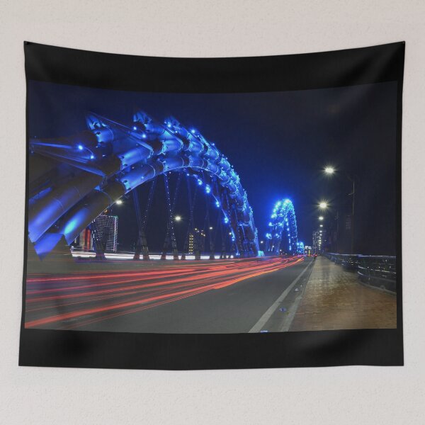 Item preview, Traffic on the Da Nang Dragon Bridge in Blue designed and sold by Mike Ashley.