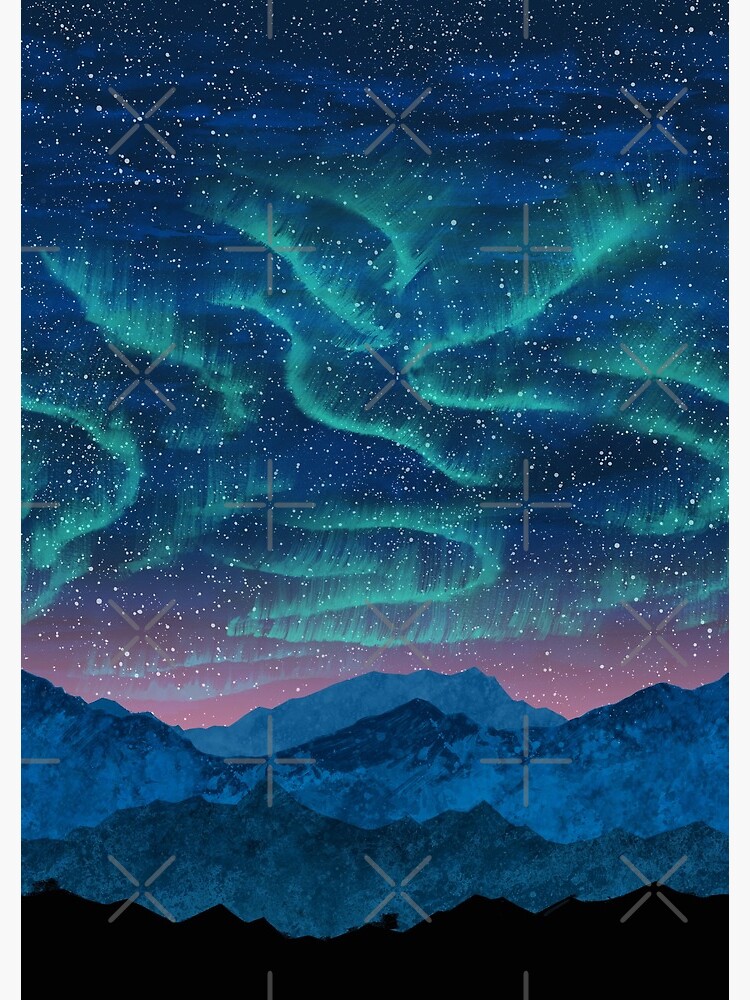 Aurora borealis over mountains by Nozzas