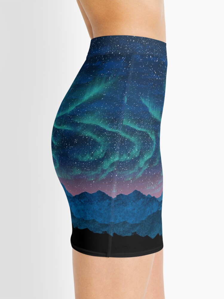 Alternate view of Aurora borealis over mountains Mini Skirt