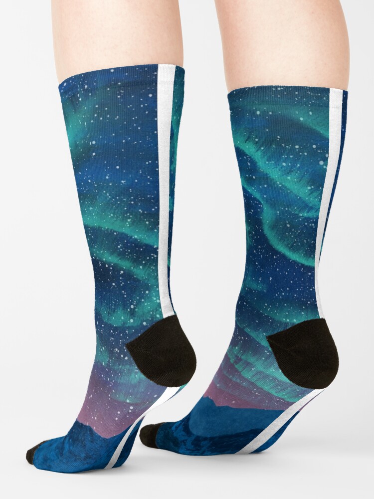 Alternate view of Aurora borealis over mountains Socks
