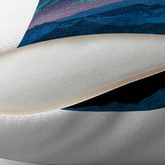Alternate view of Aurora borealis over mountains Floor Pillow